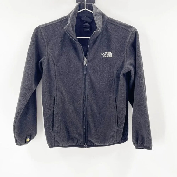 The North Face Boys Full Zip Fleece Jacket Size S Black Logo Pockets Outdoor‎ - Picture 1 of 4